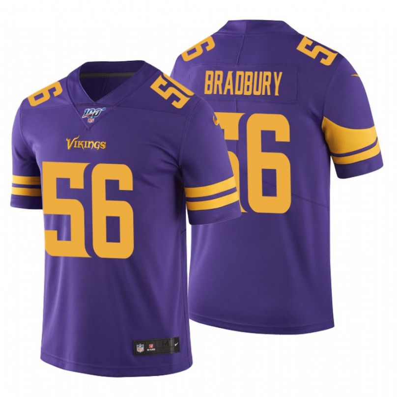 Men Minnesota Vikings #56 Garret Bradbury Nike Purple 100th Vapor Limited NFL Jersey